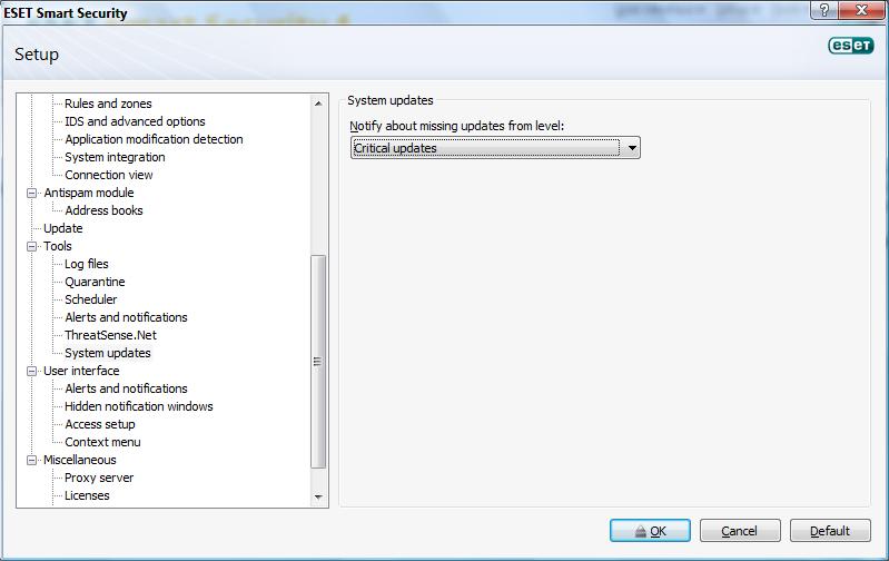 ESET System Updates